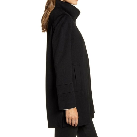 $1100 FLEURETTE Stand Collar LORA PIANA Wool Coat Jacket BLACK  CLASSY - Picture 3 of 10